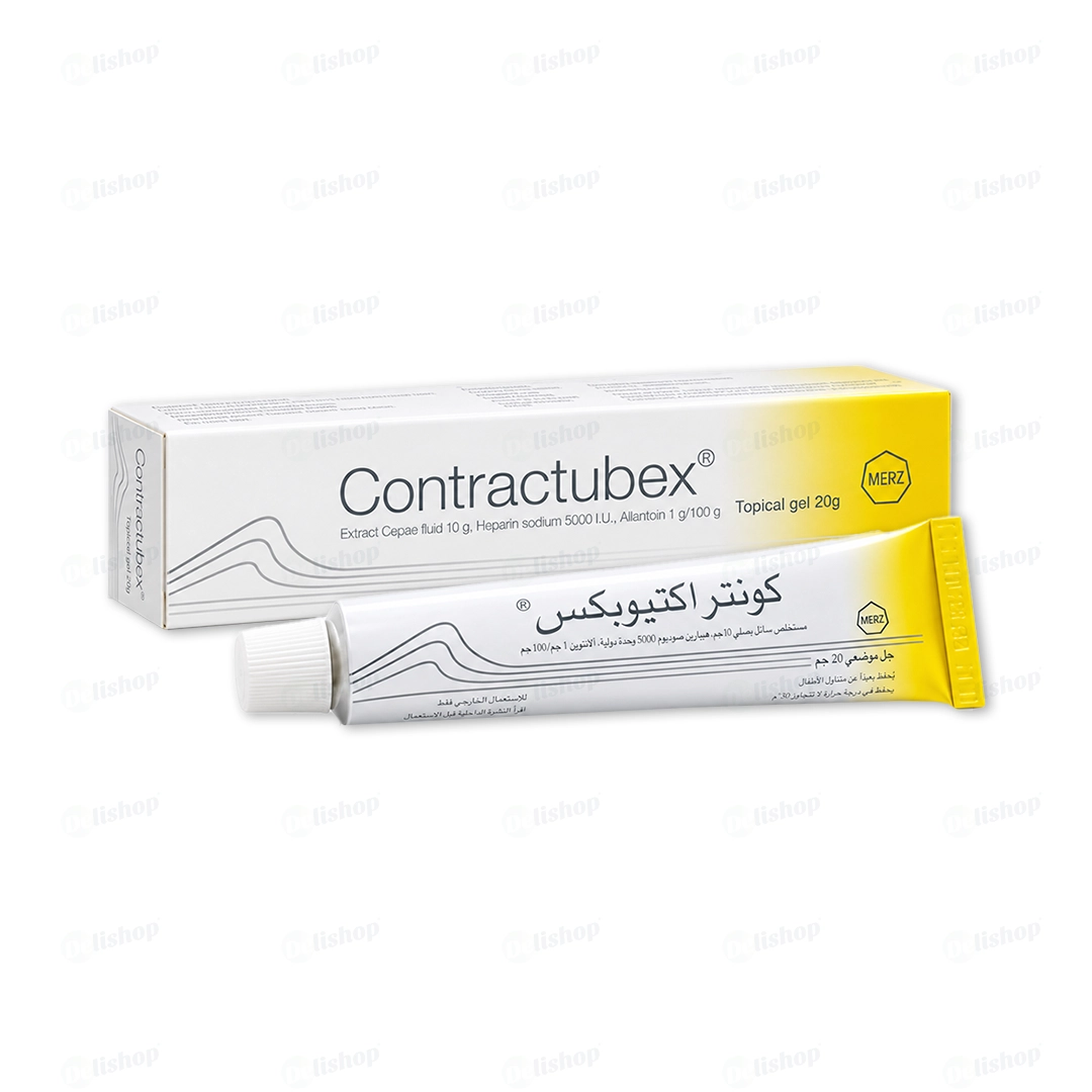 콘트라투벡스 20g 겔 (양파추출액 Extract Cepae Fluid 10g/100g + 헤파린나트륨 Heparin Sodium 5000IU/100g + 알란토인 Allantoin 1g/100g)