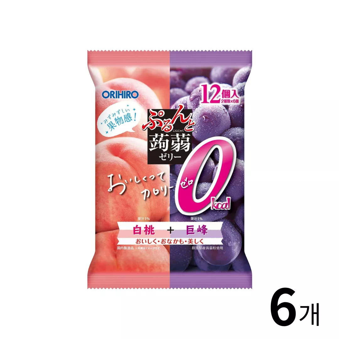 오리히로 푸룬 곤약젤리 칼로리제로 백도 거봉 12개입 6개 세트