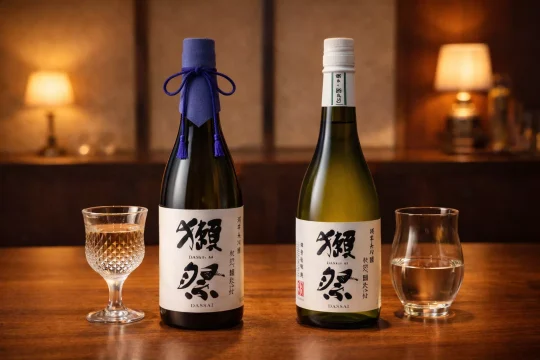 닷사이 23과 닷사이 39의 향과 분위기 차이를 보여주는 일본 사케 비교 이미지