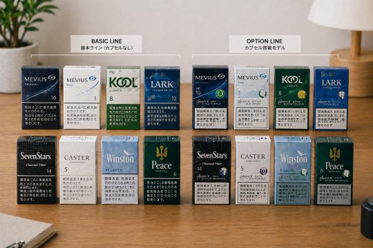 메비우스 추천 제품 중 오리지널과 옵션 시리즈를 비교하는 이미지