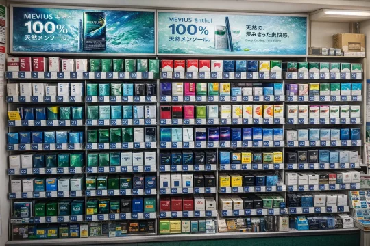 일본 담배 가격을 한국 가격과 비교해 보는 현실적인 편의점 담배 진열 이미지