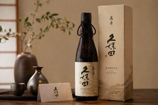 쿠보타 만쥬를 선물용 프리미엄 사케로 고르는 장면 이미지