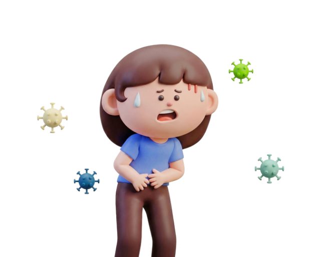 대장균 감염이 장염이나 방광염처럼 시작될 수 있고 혈변, 고열, 옆구리 통증이 경고 신호가 될 수 있음을 설명하는 이미지