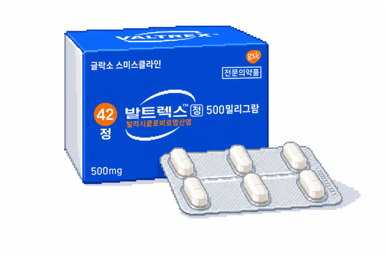발라시클로버가 체내에서 아시클로버로 전환되어 작용하는 먹는 항바이러스제라는 이미지