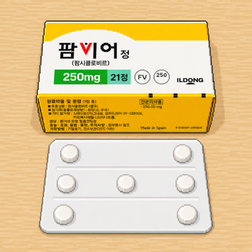 팜시클로비르가 체내에서 펜시클로비르로 전환되어 헤르페스 바이러스 증식을 억제하는 이미지