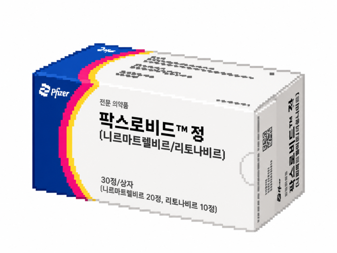 코로나19 치료제 팍스로비드의 니르마트렐비르 및 리토나비르 정제 구성 이미지